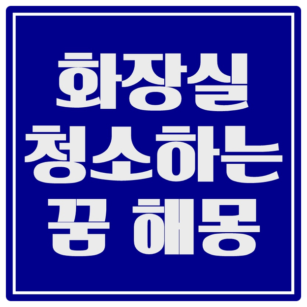 화장실청소하는꿈 길몽인가? : 네이버 블로그