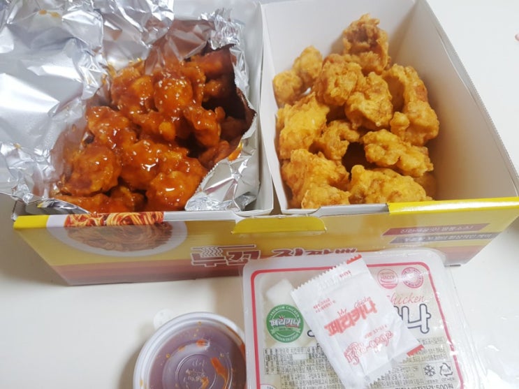 부천배달맛집 페리카나송내1점 매운양념치킨 순살후라이드치킨 배달후기 : 네이버 블로그