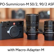 APO-Summicron-M 50/2.0 과 90/2.0을 Macro-Adapter-M에 장착했을때 배율 차이