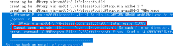 MobSF, Fatal error C1083: Cannot open include file: 'openssl/opensslv.h ...