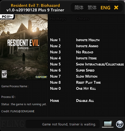 바이오하자드7(레지던트이블7) 트레이너Resident Evil 7 Biohazard v1.0-v20190128 Plus 9 Trainer : 네이버 블로그