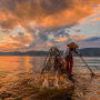 미얀마 인레 호수의 어부