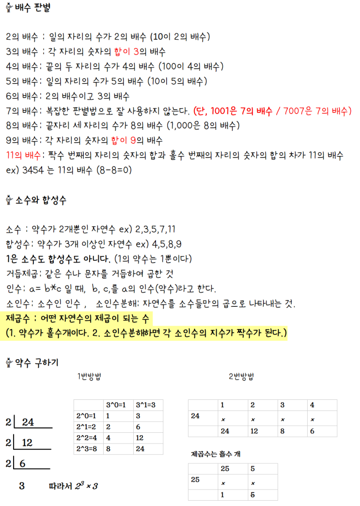 약수와 배수, 합성수, 소수, 최대 공약수, 최소 공배수 : 네이버 블로그