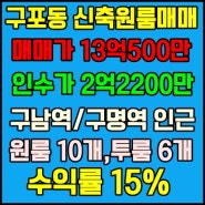 부산 북구 구포동 신축원룸매매 - 인수가2억2200만,수익률 15%