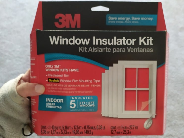 3M Indoor Window Insulator Kit Insulates 5 - 3'x5' Windows 