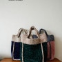 벨벳 사각모티브 가방 : 손뜨개 가방