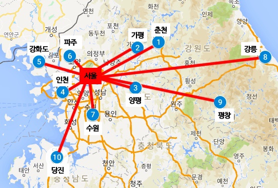 서울 근교 드라이브 코스 총정리 BEST 10 (춘천, 가평, 양평, 인천, 강화도, 파주, 수원, 강릉, 속초, 당진) : 네이버 블로그