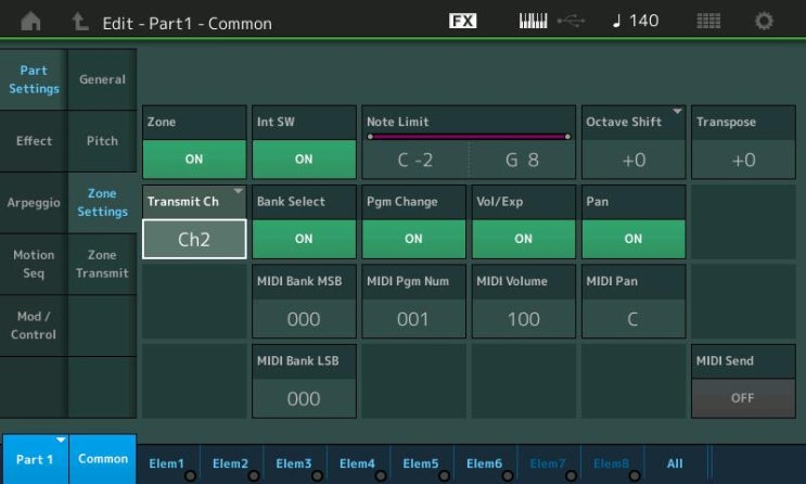 Yamaha MODX8 - Edit / Part Setting / Zone Setting : 네이버 블로그