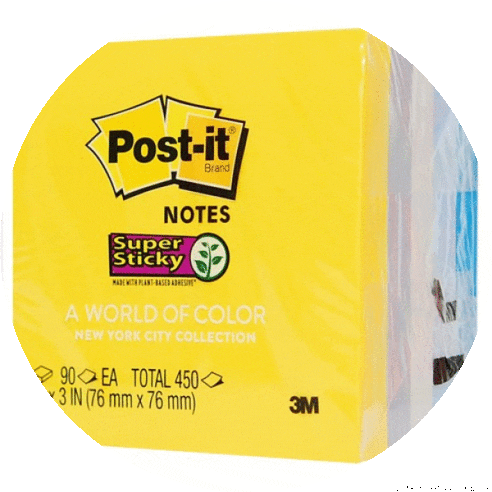Post-it Super Sticky Notes, 654-5SSNY, 3 in x 3 in (76 mm x 76 mm)