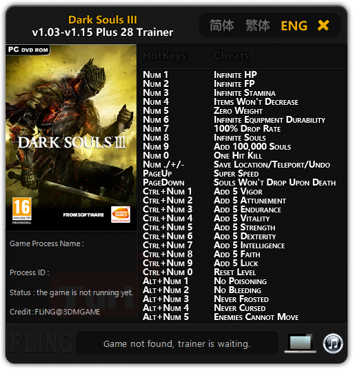 다크소울3 트레이너 - Dark Souls 3 v1.03~v1.15 +28 Trainer by FLiNG : 네이버 블로그