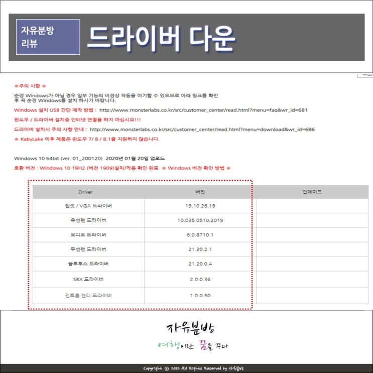 윈도우 10 컴퓨터 드라이버 설치 방법, 3개 예시 : 네이버 블로그