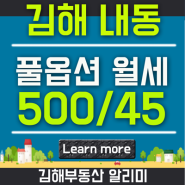 김해 내동 내동초등학교 부근 깔끔한 신축 풀옵션 투룸 월세