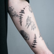 [묘한타투]애매한 빈 공간을 채우는 감성 일러스트 잎타투 leaf tattoo