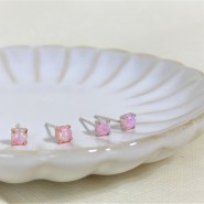 mini pink opal earring-01 미니 핑크 오팔 귀걸이 (925은)