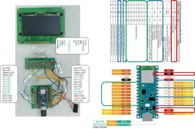 Arduino Nano 33 BLE :: OLED ( LEG128643-W36 :: 8-bit 6800 Bus Mode ...