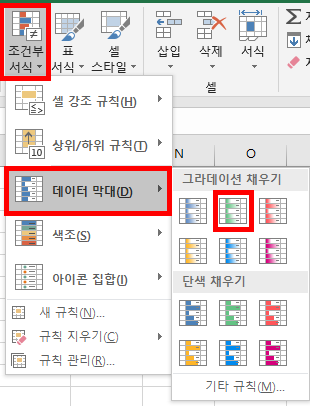 엑셀 조건부서식 그라데이션 채우기로 크기비교 : 네이버 블로그