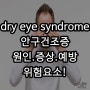 안구건조증(DES) Dry Eye Syndrome 원인.증상.예방.위험요소.좋은음식 알아보기