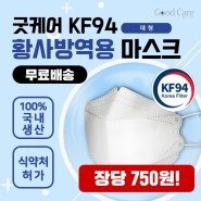 [750원] 굿케어 KF94 황사방역용 대형 마스크