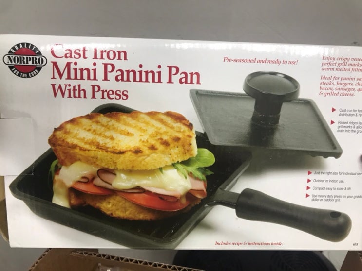 Norpro Pre-Seasoned Cast Iron Mini Panini Pan With Press 653