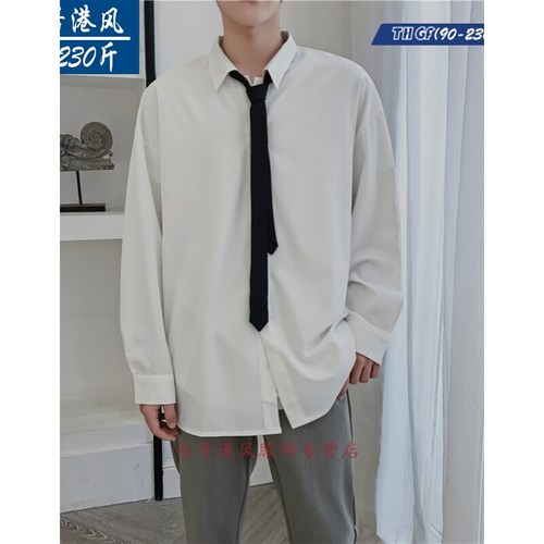 넥타이 인 스 턴 트 하 얀 긴팔 셔츠 셔츠 와 셔츠 를 더 하 다 살 이 찌다 여름 잘 어 울 리 는 얇 은 코트 뚱뚱 하 다 ...