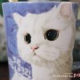 하얀고양이 머그컵. 주문제작 반려동물 초상화 도자기.