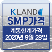 태양광SMP가격 2020년 9월28일 SMP가격