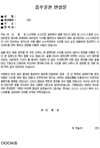 음주운전 반성문 작성 쓰는 방법 예시 : 네이버 블로그