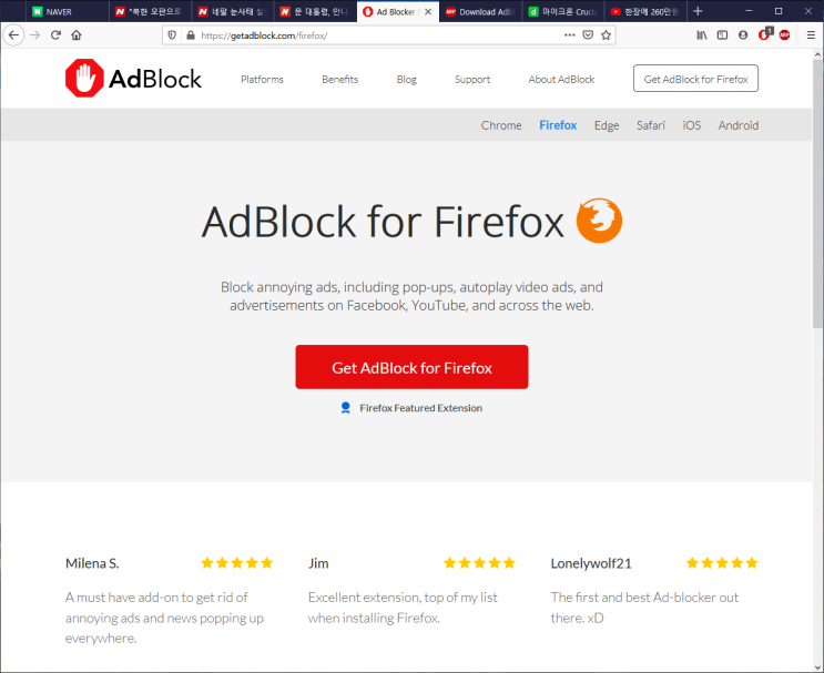 [웹서핑 팁] 애드블록+파이어폭스 브라우저 : 네이버 블로그