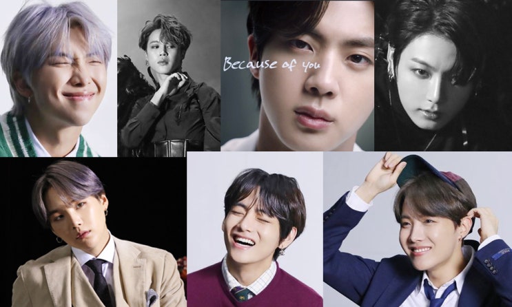 최근 공개된 방탄소년단 사진 멤버별 콜라주(컨셉포토 스케치+현대) : 네이버 블로그