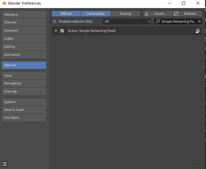 [Blender 2.8] 이름 재설정 애드온 Simple Renaming Panel : 네이버 블로그