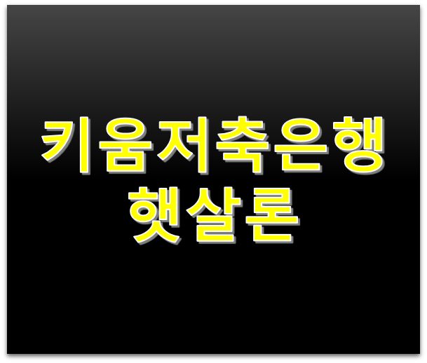정부지원 키움저축은행 햇살론 대출 금리 및 자격조건은?