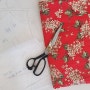 성인 여성 원피스 만들기 - 빨강 꽃무늬 드롭숄더 롱 원피스