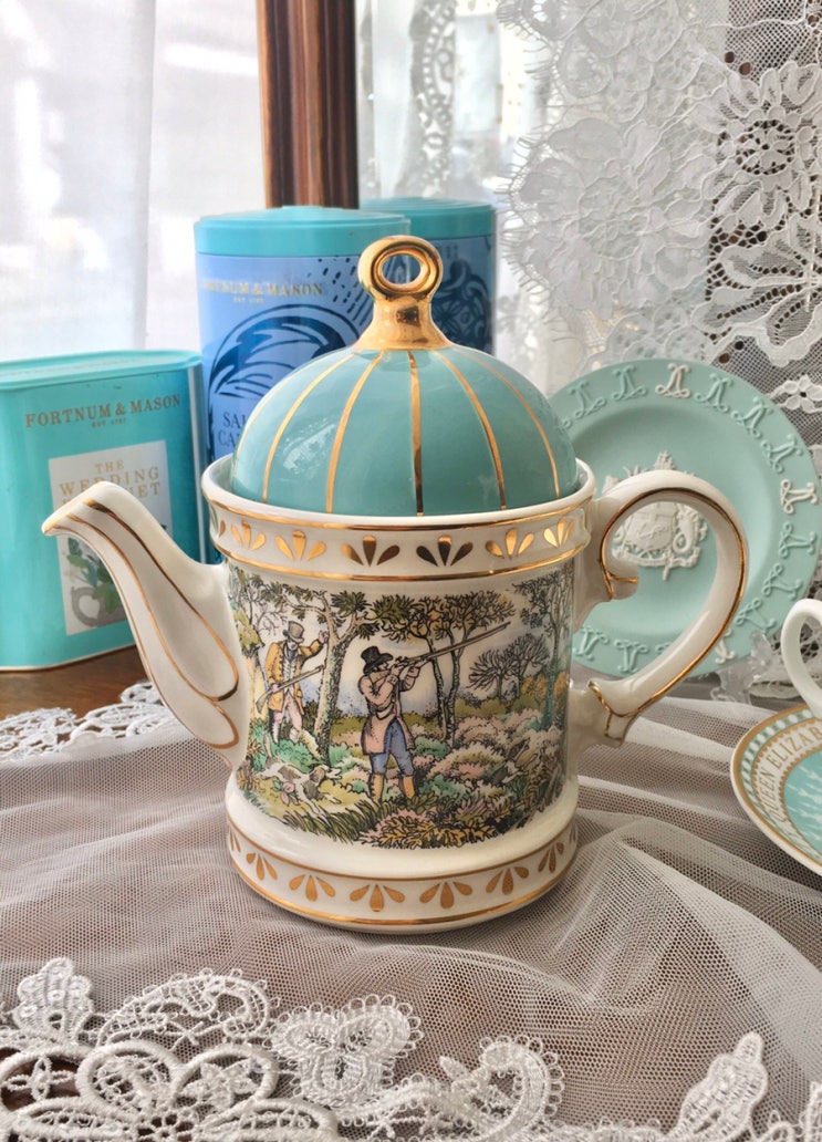 새들러 티팟 스포팅 슈팅 민트 영국앤틱 Sadler sporting shooting teapot 네이버 블로그