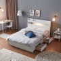 [47% 할인] 크렌시아 아너스 LED 일반서랍형 퀸 침대 Q+매트리스, 화이트, 본넬 매트포함