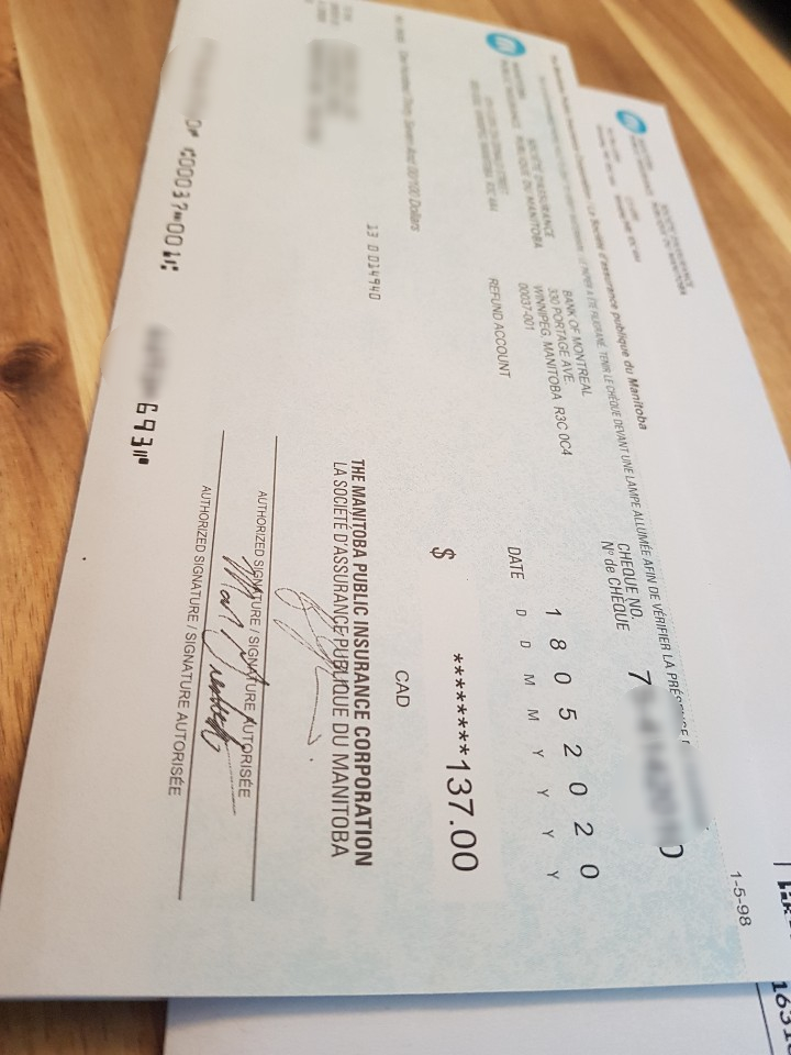 MPI에서 보내준 체크 (수표)_MPI Rebate Cheque : 네이버 블로그