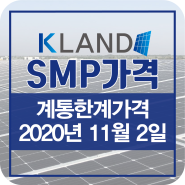 태양광SMP가격 2020년 11월2일 SMP가격