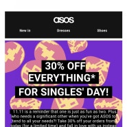 ASOS할인 30% off everything for 11.11