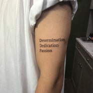 [의정부 레터링타투] Determination Dedication Passion 레터링타투 팔타투 레터링문구추천