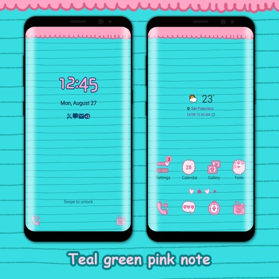[YEAH] 틸 그린 핑크 노트 Teal green line note : 네이버 블로그
