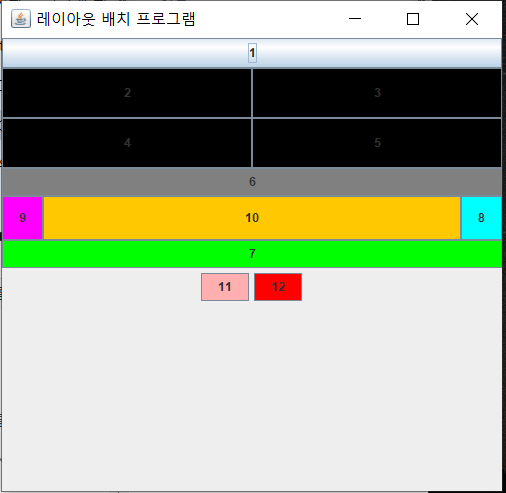 190. (java/자바) GUI (awt/swing) - 레이아웃 (layout) 배치 수행 - GridLayout ...