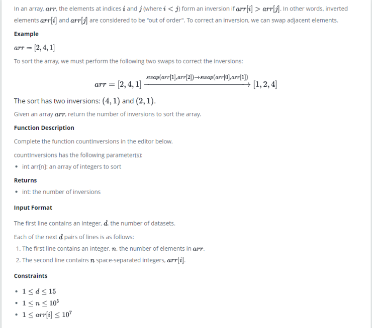 HackerRank :: Merge Sort: Counting Inversions : 네이버 블로그