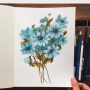 문교 고체물감 24색으로 수채화 꽃 그림 그리기
