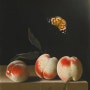 Adriaen Coorte, <Three Peaches on a Stone Ledge with a Painted Lady Butterfly (1695)>