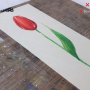 크레파스로 감성적인 빨간 튤립 쉬운 그림그리기 초보