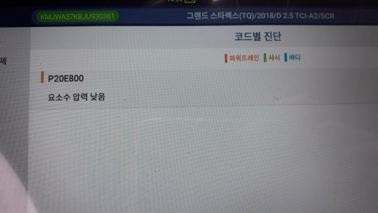 그랜드 스타렉스 유로6 P20E800 요소수 시스템 압력 낮음.... : 네이버 블로그