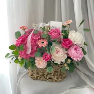 결혼기념일 축하 꽃바구니 수국 작약 꽃바구니 ( 인천 부천 꽃배달 )