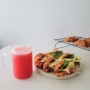 주말 간식 홈카페 - 크로아상샌드위치와 수박주스