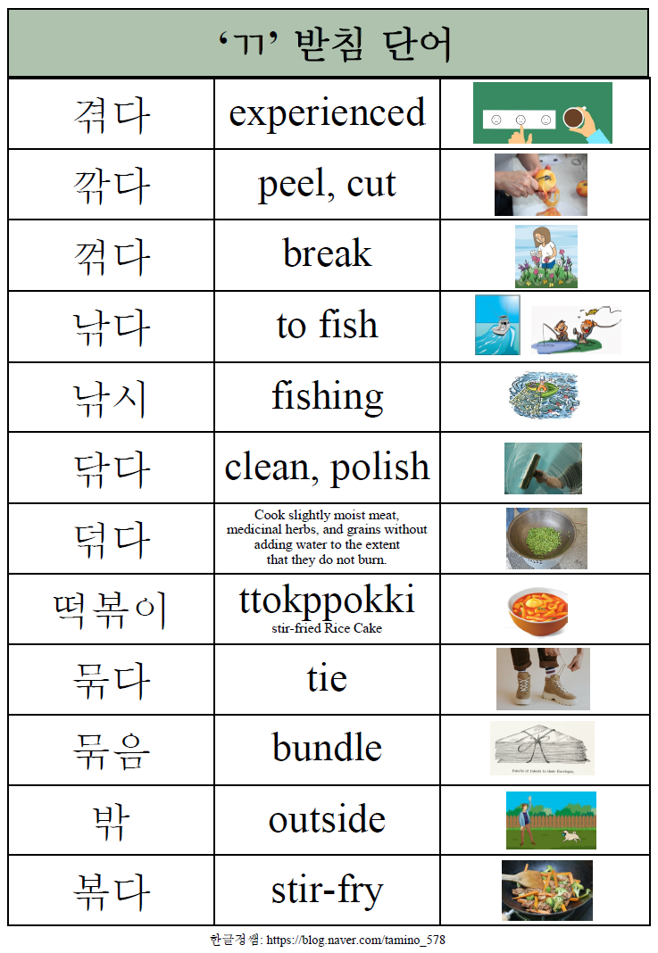 [쌍받침 단어] 'ㄲ' 받침 단어 모음 : 네이버 블로그