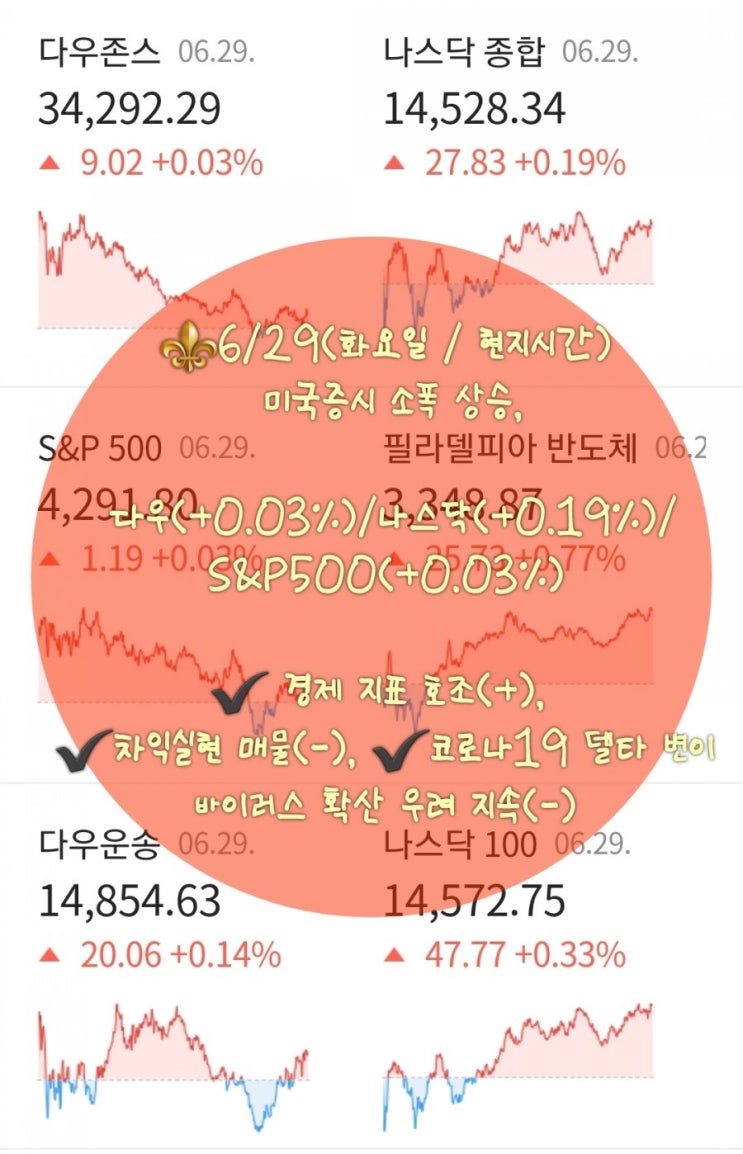 6/29(화요일 / 현지시간) 미국증시 소폭 상승 / 마감시황 : 네이버 블로그