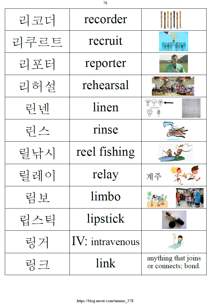 [한글 기초 사전] '리'로 시작하는 단어 모음 (Words collection of starting with '리')-updated ver. : 네이버 블로그